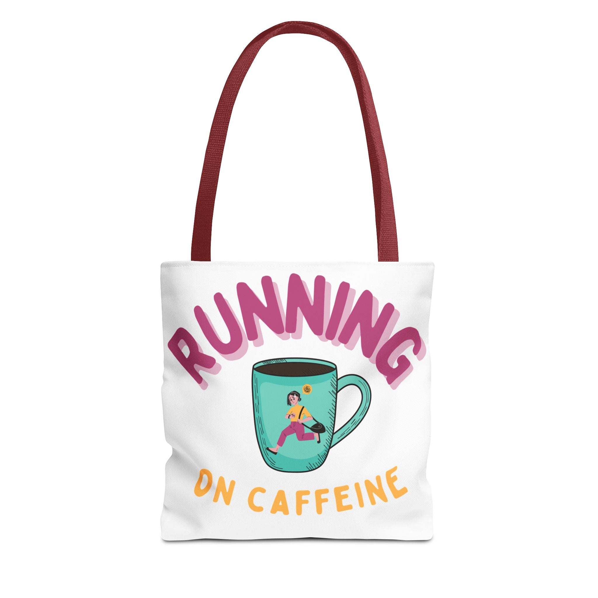 Caffeinated Runner Tote Bag - Perfect for Work, Gym, Coffee Lovers, Gift for Runners, Fun Shopping Bag, Motivational Accessory