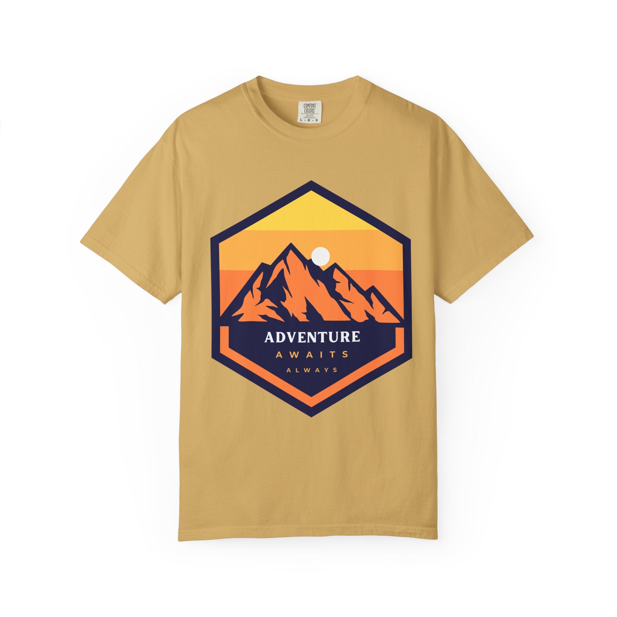 Adventure Awaits Always – Mountain Sunset Tee