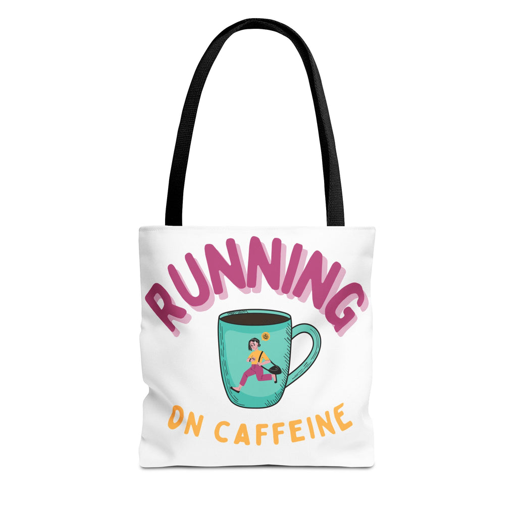 Caffeinated Runner Tote Bag - Perfect for Work, Gym, Coffee Lovers, Gift for Runners, Fun Shopping Bag, Motivational Accessory