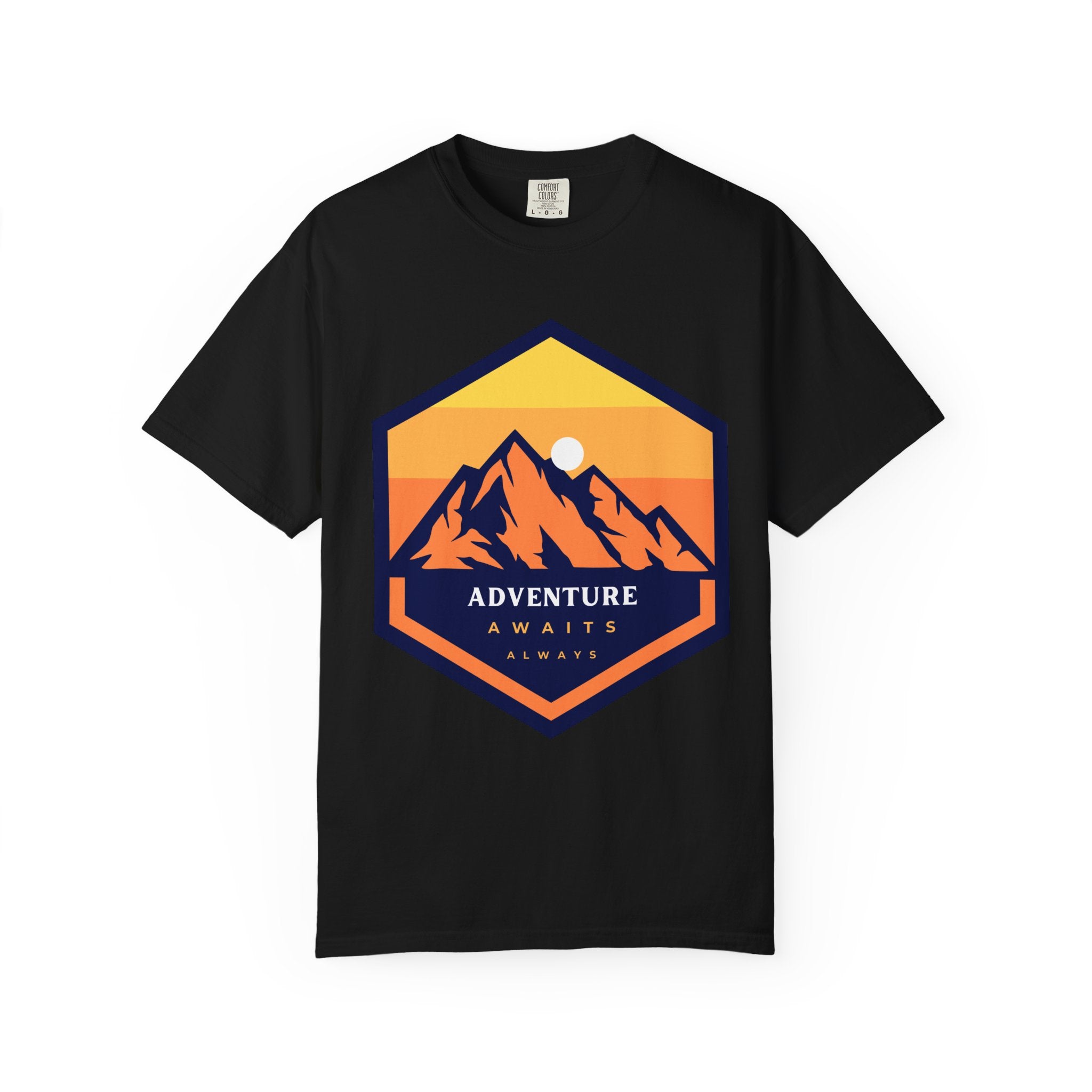 Adventure Awaits Always – Mountain Sunset Tee