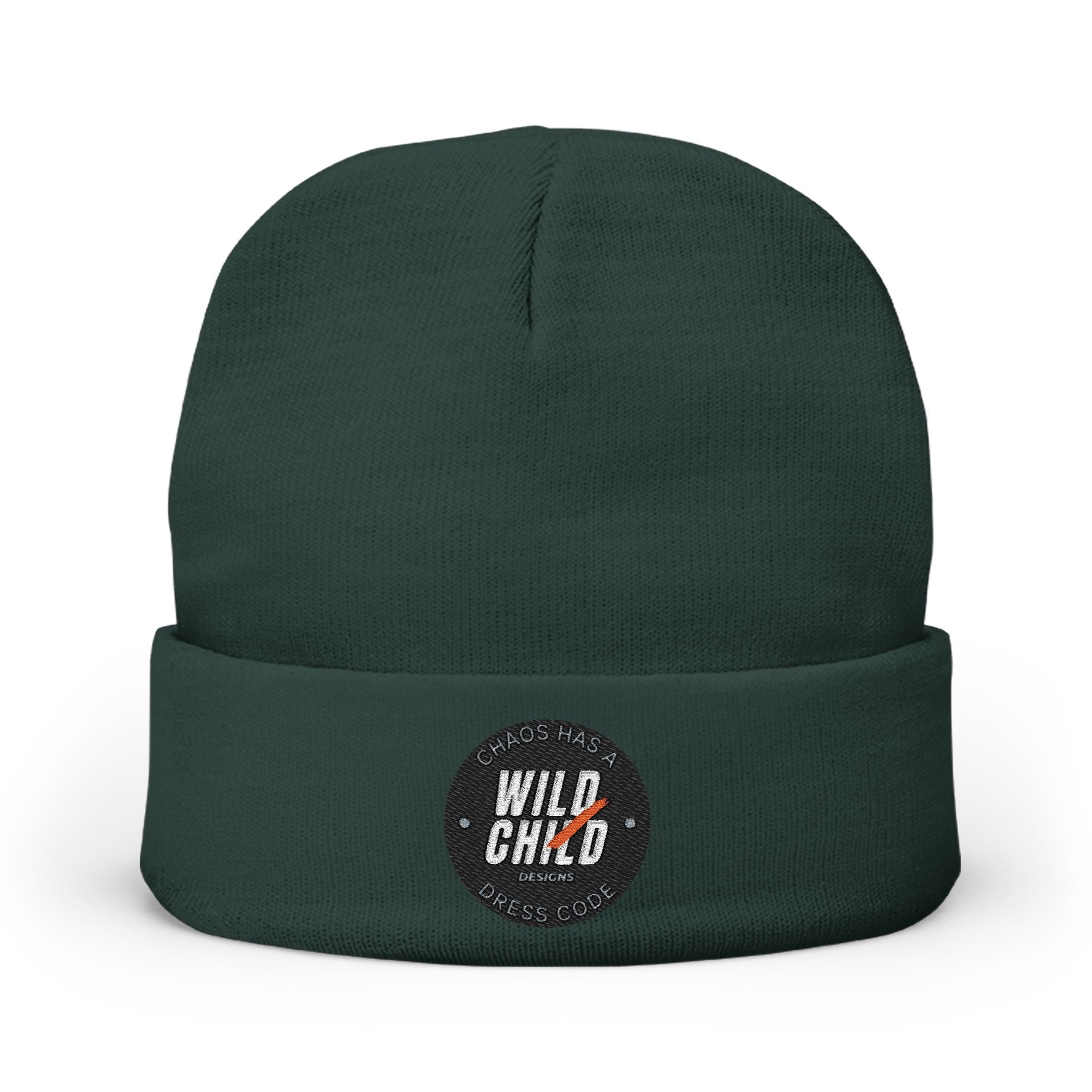 Embroidered 'Wild Child' Knit Beanie - Cozy Casual Winter Hat