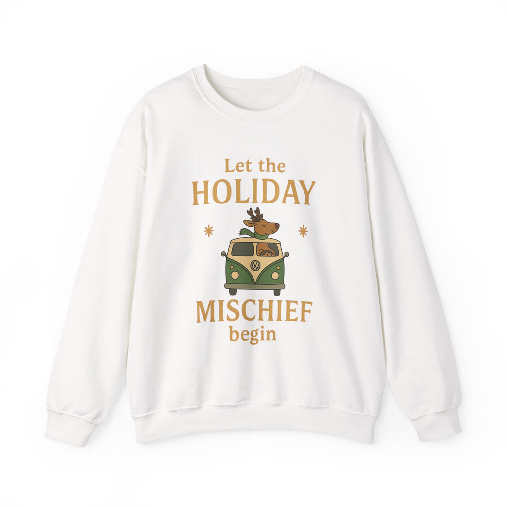 Festive Holiday Sweatshirt, Cozy Gift for Winter, Unisex Crewneck, Let the Holiday Mischief Begin, Casual Holiday Apparel, Warm Sweater