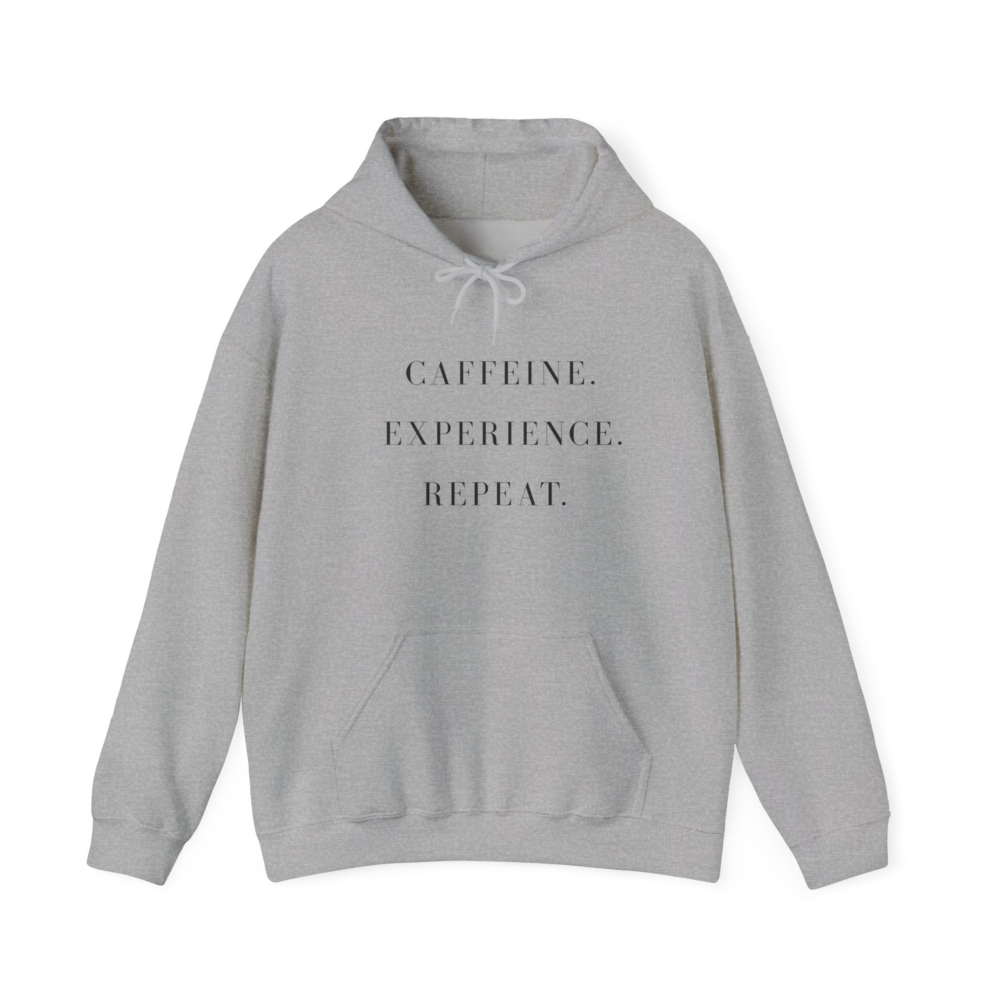 ☕ Caffeine. Experience. Repeat. – The Everyday Hustle Hoodie, Cozy Sweatshirt for Coffee Lovers, Gift for Baristas, Relaxed Fit, Perfect for Self-Care Days.