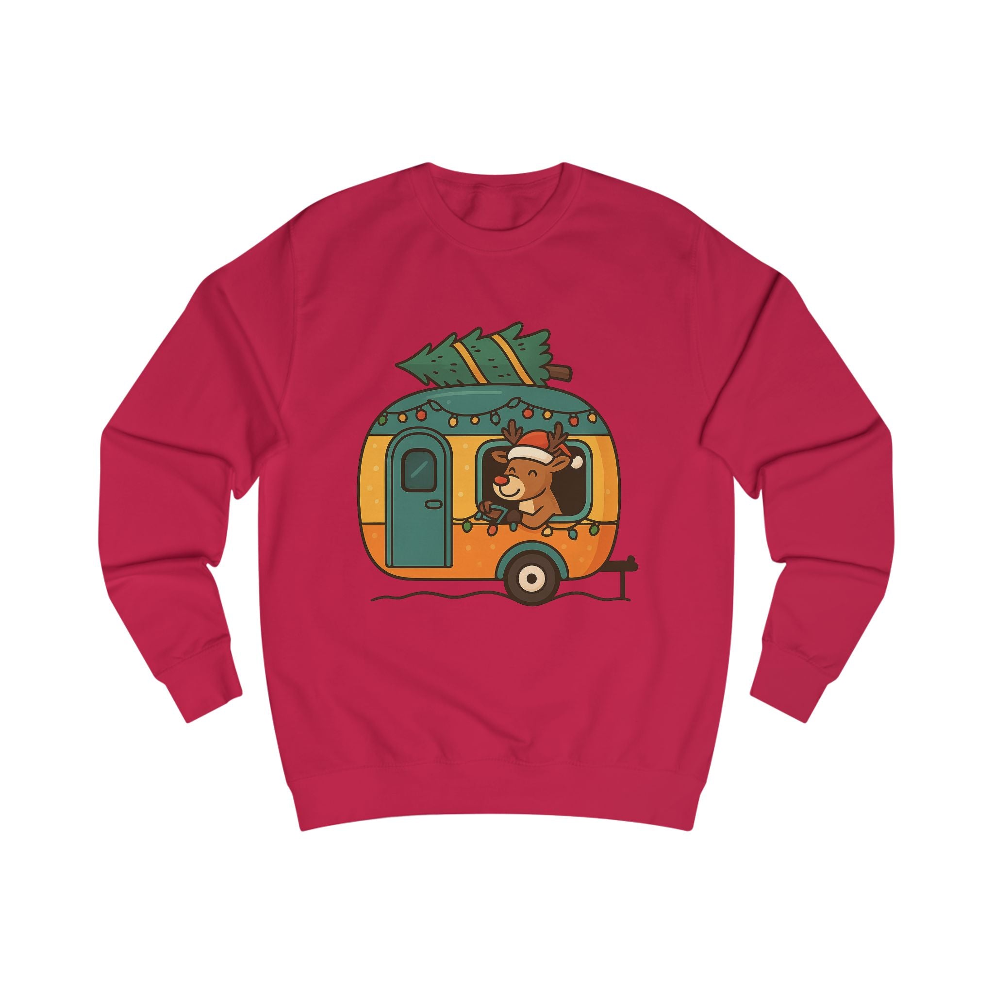 Cozy Holiday Camper Sweatshirt, Christmas Gift, Festive Apparel, Winter Sweatshirt, Unisex Sweatshirt with Reindeer