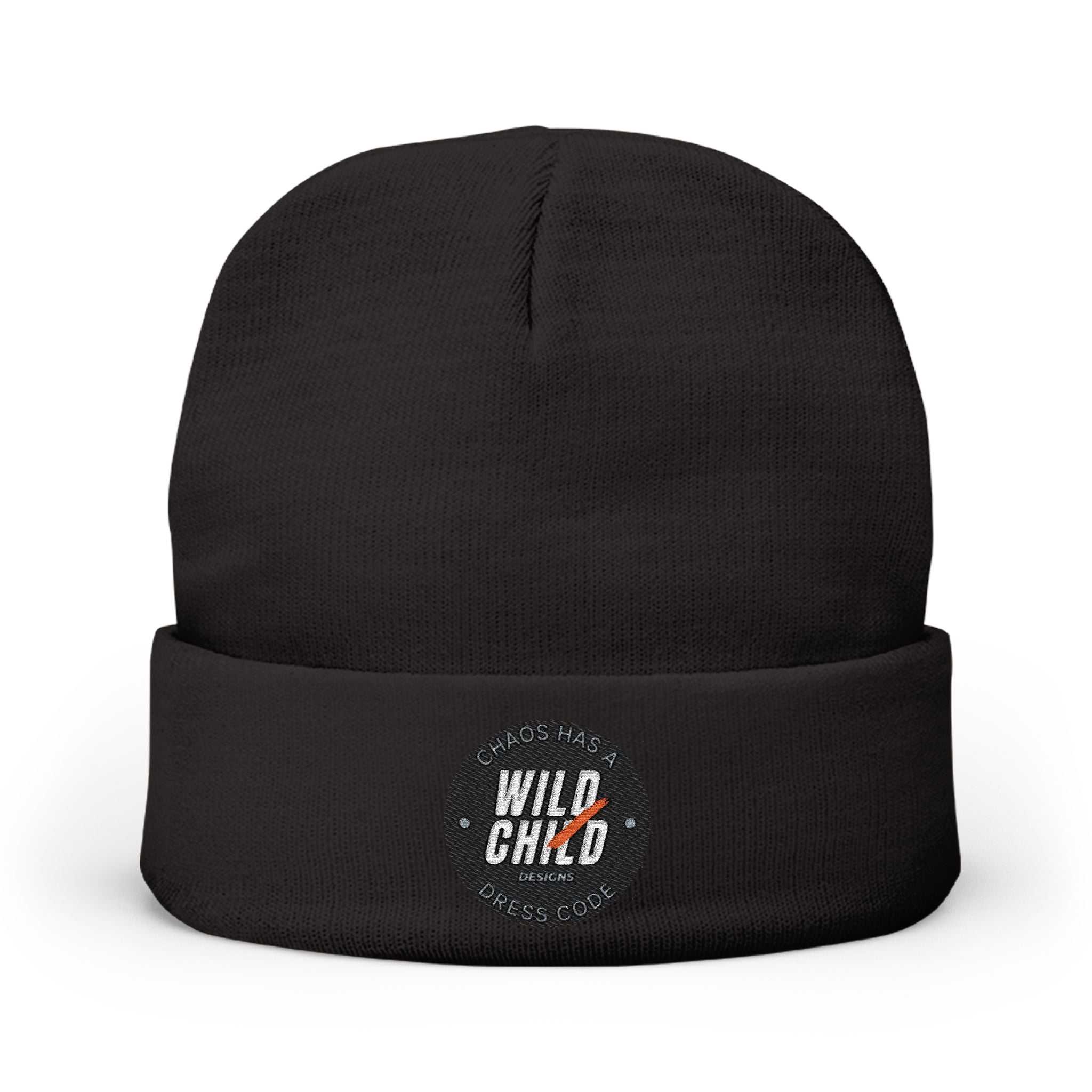 Embroidered 'Wild Child' Knit Beanie - Cozy Casual Winter Hat