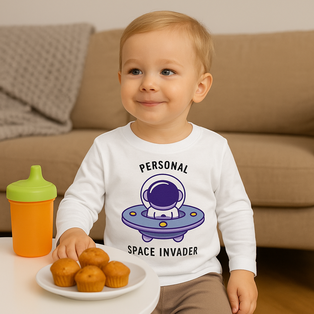 ✨👽 Personal Space Invader – Toddler Long-Sleeve Tee 🚀🌌 Gifts for Kids, Birthday Present, Kids' Fashion