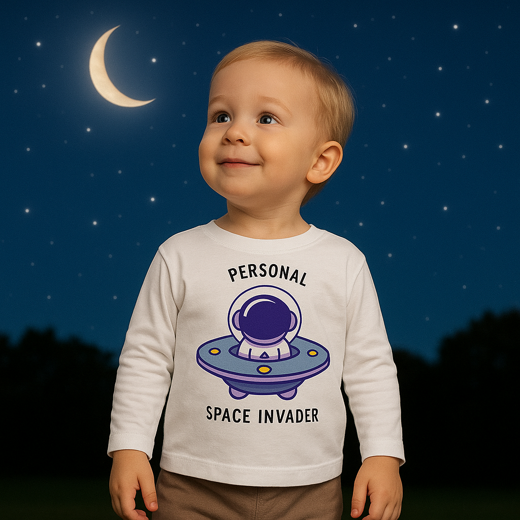 ✨👽 Personal Space Invader – Toddler Long-Sleeve Tee 🚀🌌 Gifts for Kids, Birthday Present, Kids' Fashion