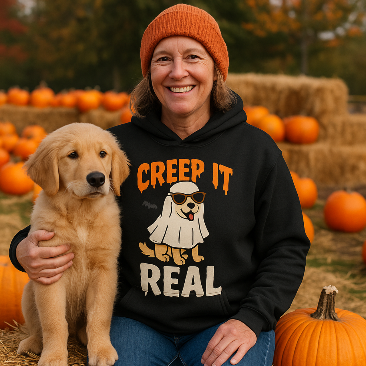 “Creep It Real” Golden Retriever Halloween Hoodie