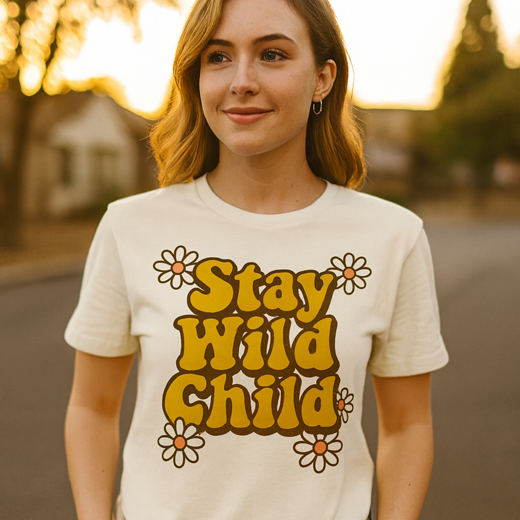 Stay Wild Child T-shirt, Unisex Garment-Dyed Tee for Nature Lovers, Bohemian Style, Festival Wear, Gift for Outdoor Enthusiasts