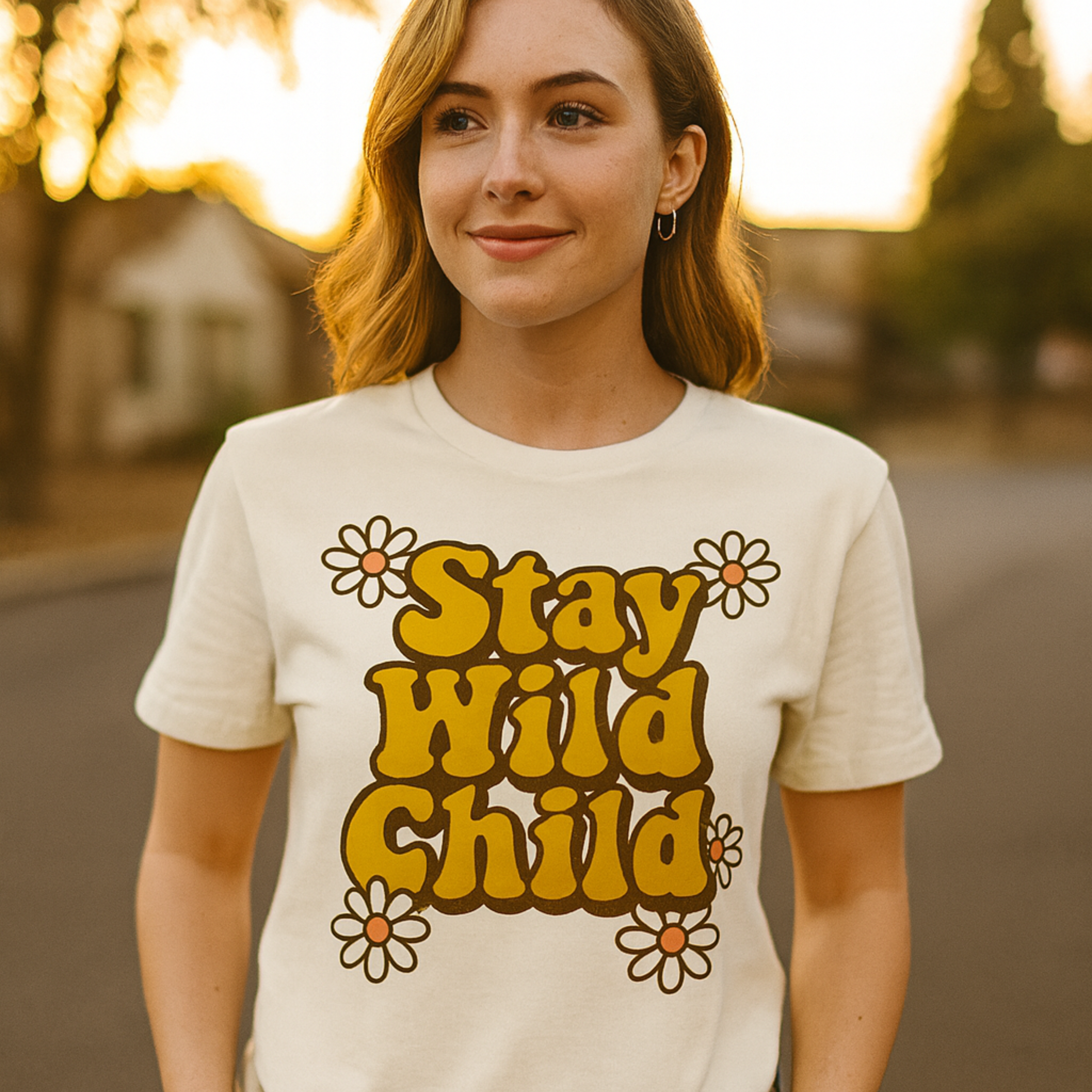 Stay Wild Child Vintage-Inspired Unisex T-shirt, Casual Wear, Gift for Nature Lovers, Boho Style Tee, Trendy Graphic Shirt