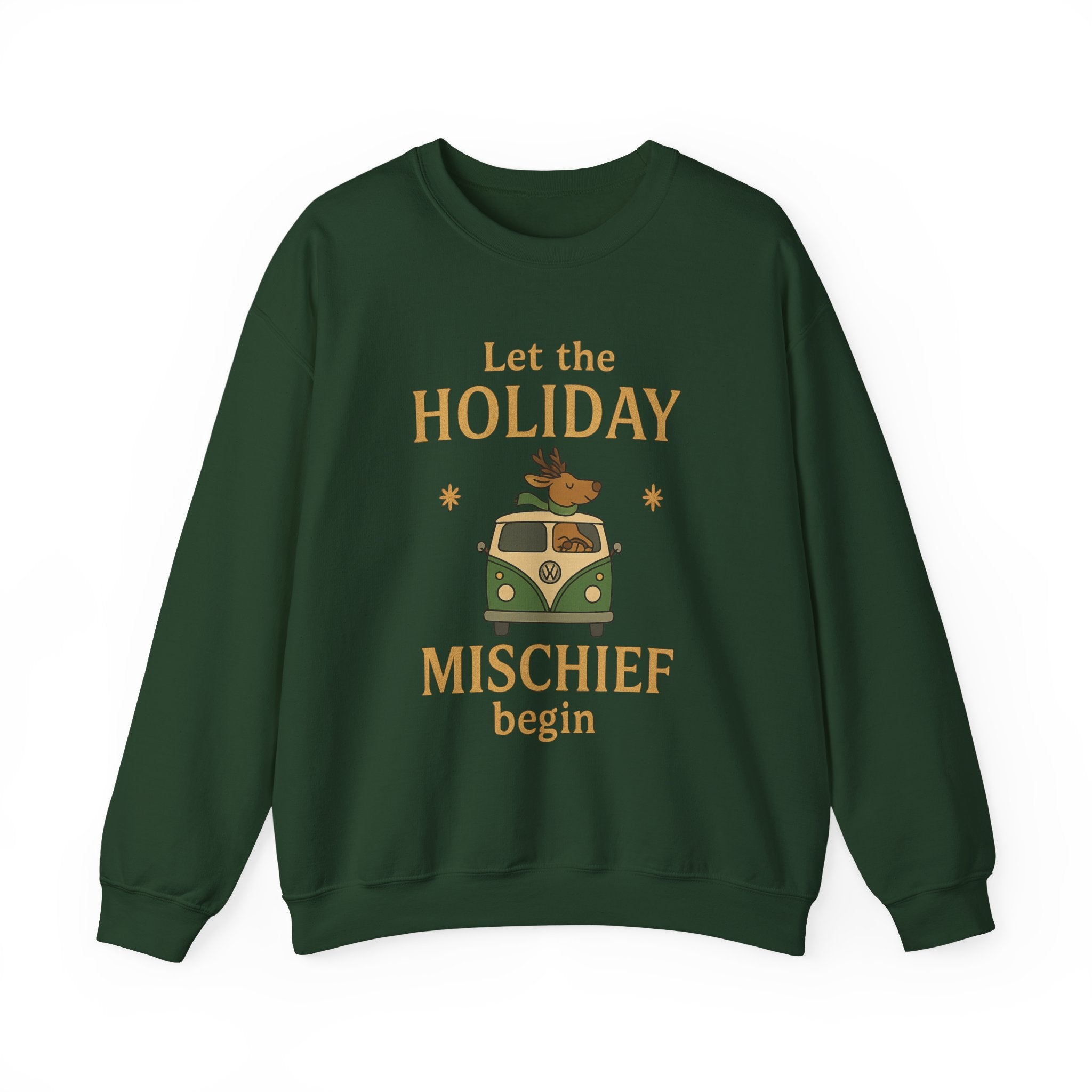 Festive Holiday Sweatshirt, Cozy Gift for Winter, Unisex Crewneck, Let the Holiday Mischief Begin, Casual Holiday Apparel, Warm Sweater