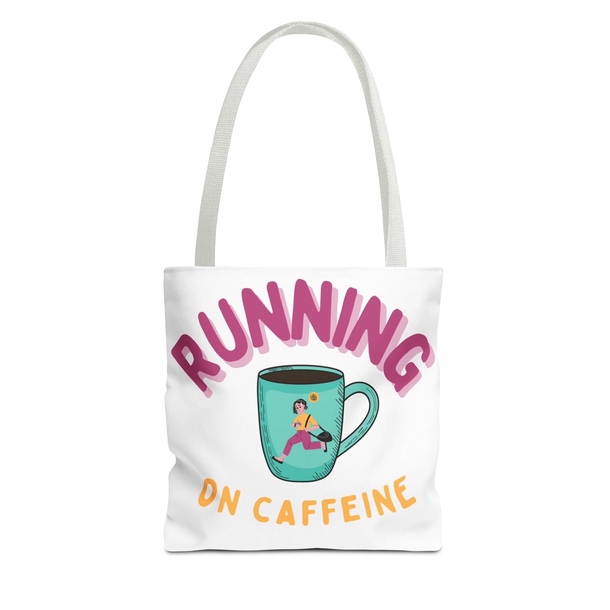 Caffeinated Runner Tote Bag - Perfect for Work, Gym, Coffee Lovers, Gift for Runners, Fun Shopping Bag, Motivational Accessory