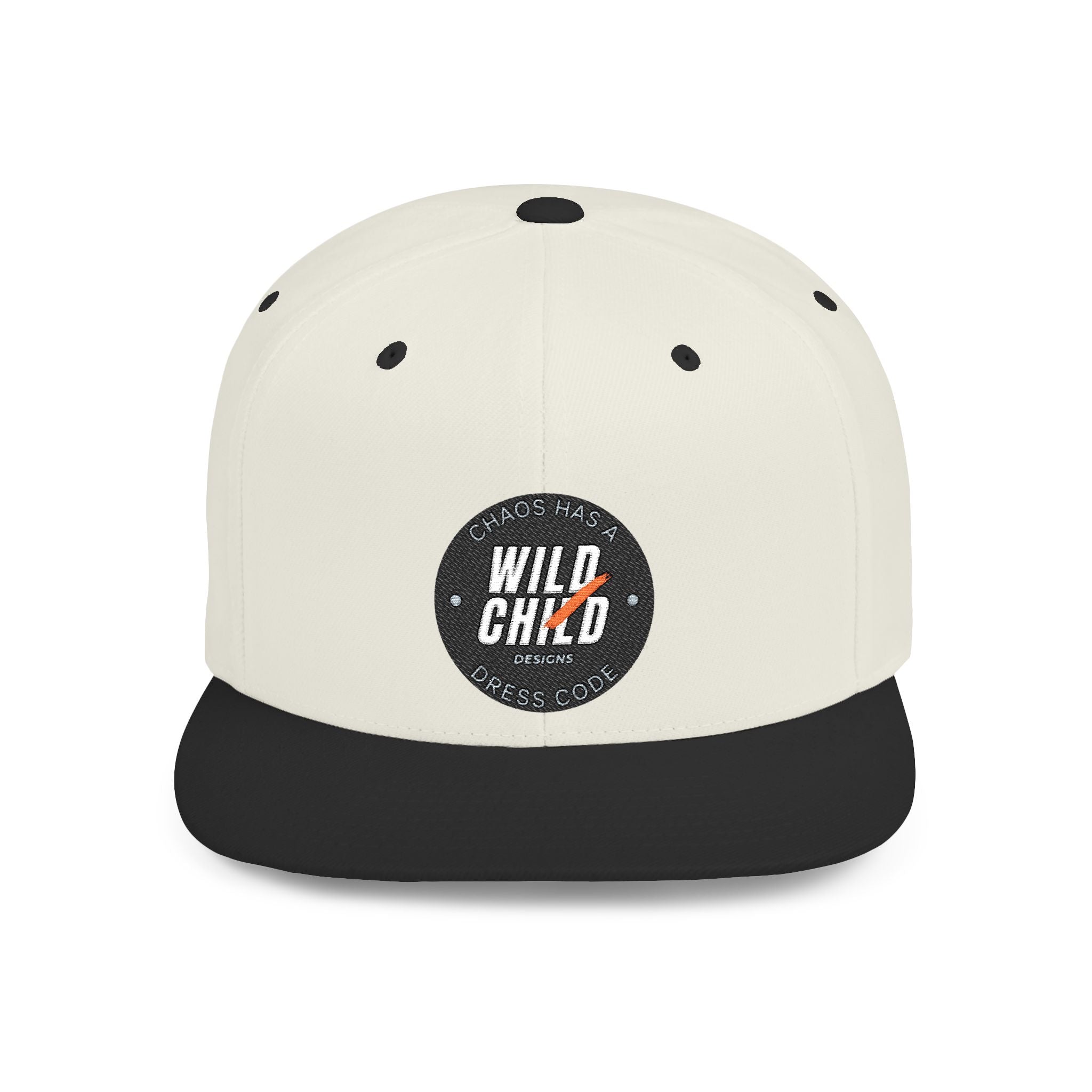 Wild Child Flat Bill Snapback Hat — Vintage Patch Logo Cap