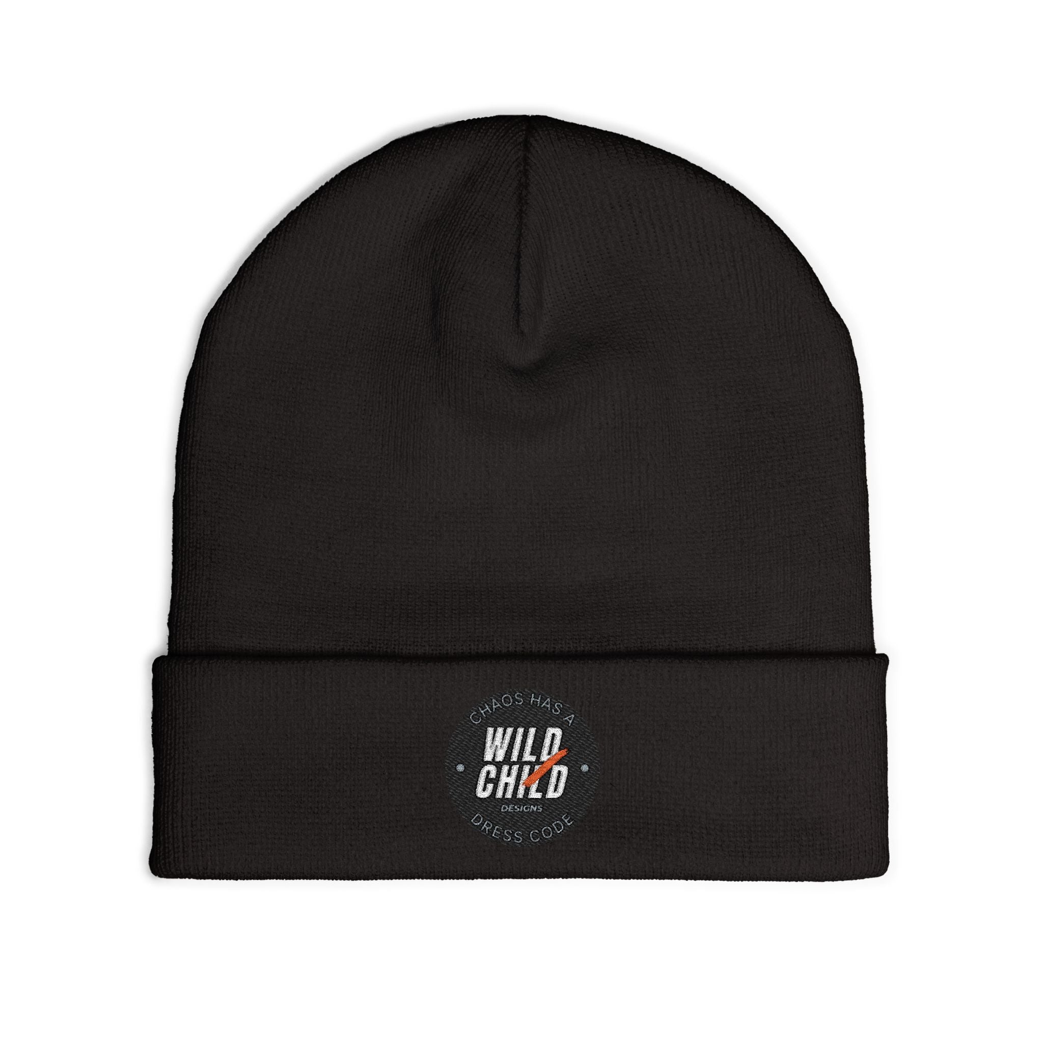 Embroidered 'Wild Child' Knit Beanie - Cozy Casual Winter Hat