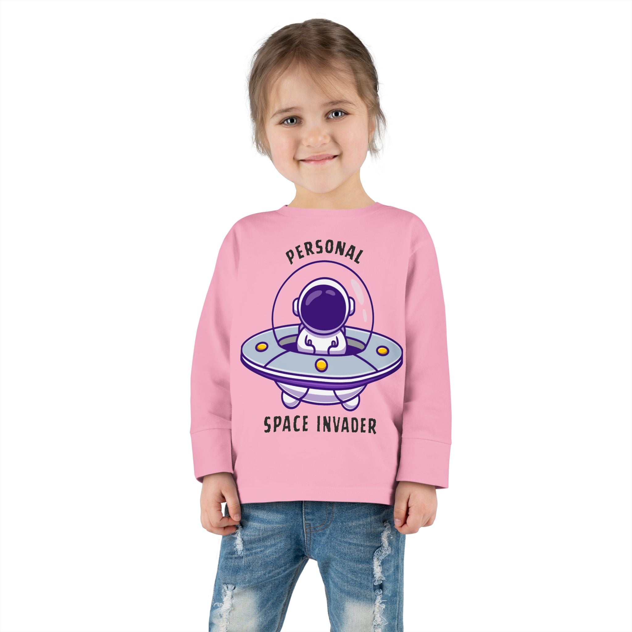 ✨👽 Personal Space Invader – Toddler Long-Sleeve Tee 🚀🌌 Gifts for Kids, Birthday Present, Kids' Fashion