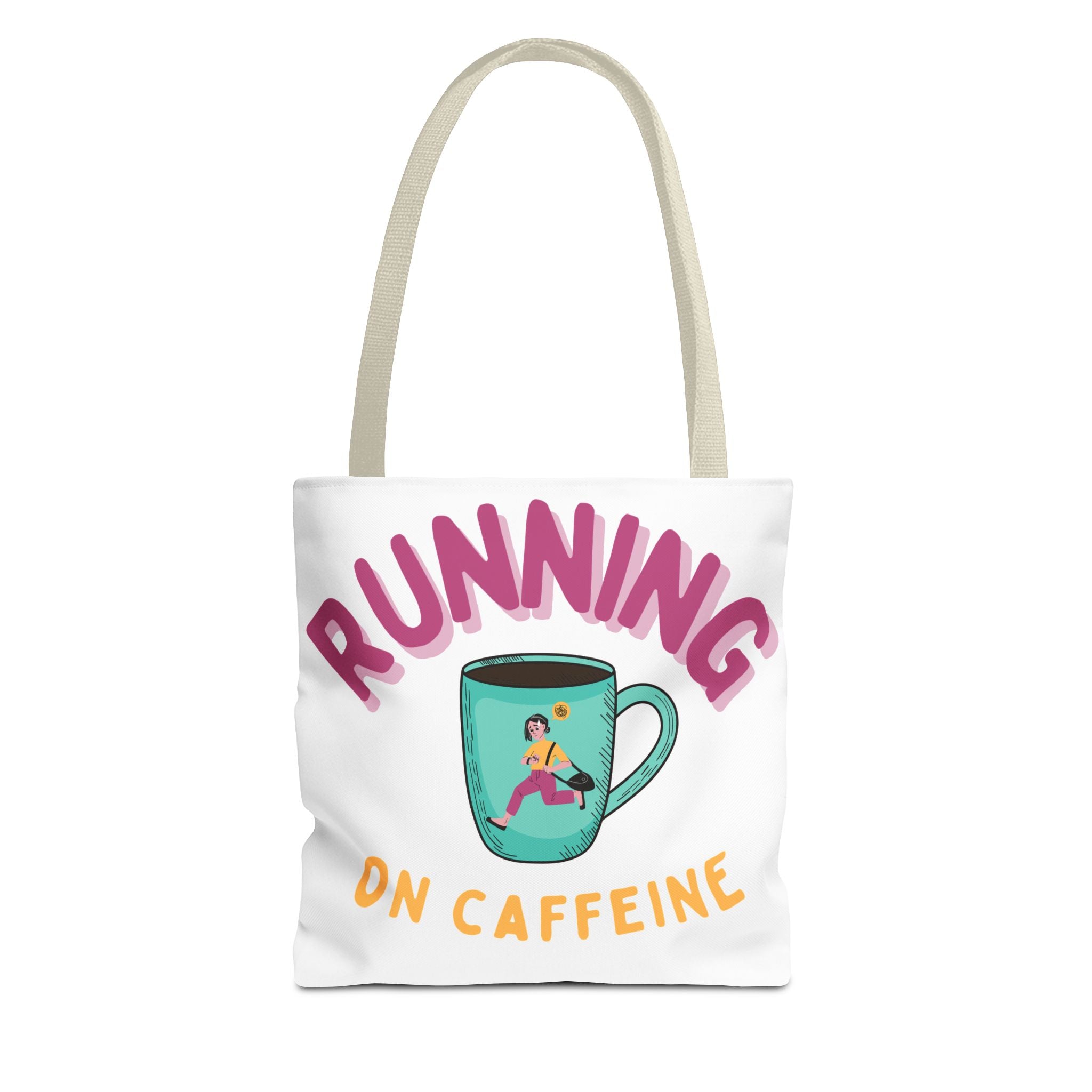 Caffeinated Runner Tote Bag - Perfect for Work, Gym, Coffee Lovers, Gift for Runners, Fun Shopping Bag, Motivational Accessory