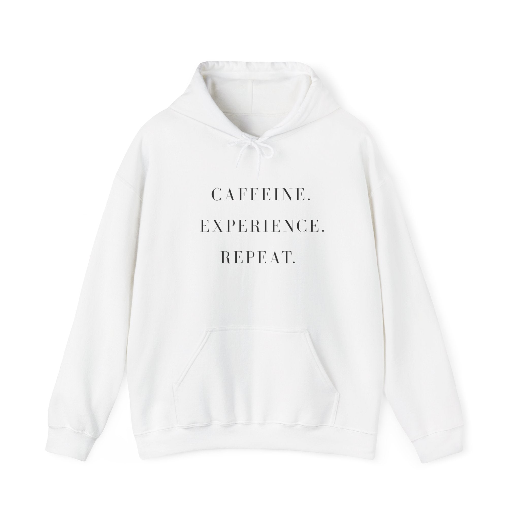 ☕ Caffeine. Experience. Repeat. – The Everyday Hustle Hoodie, Cozy Sweatshirt for Coffee Lovers, Gift for Baristas, Relaxed Fit, Perfect for Self-Care Days.