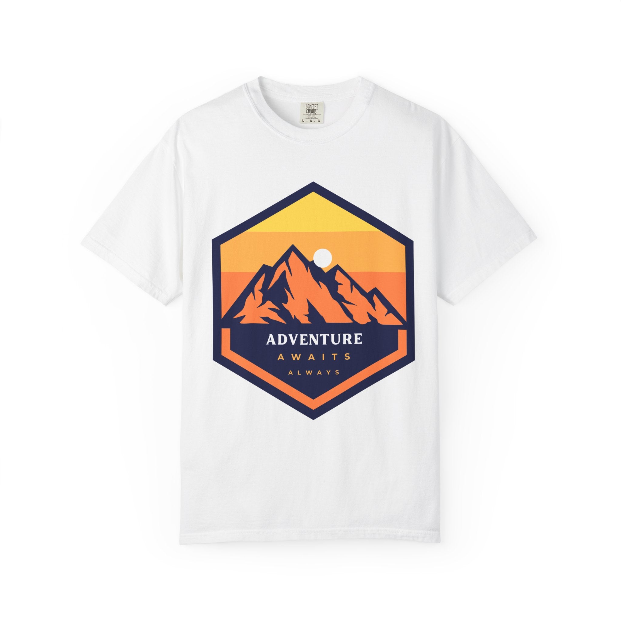 Adventure Awaits Always – Mountain Sunset Tee