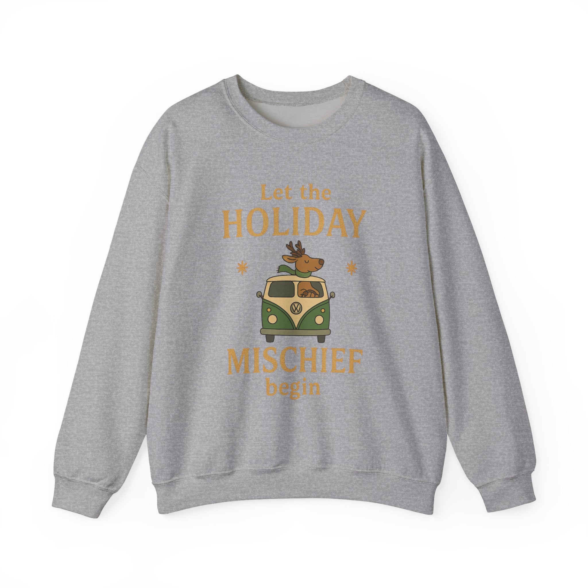 Festive Holiday Sweatshirt, Cozy Gift for Winter, Unisex Crewneck, Let the Holiday Mischief Begin, Casual Holiday Apparel, Warm Sweater