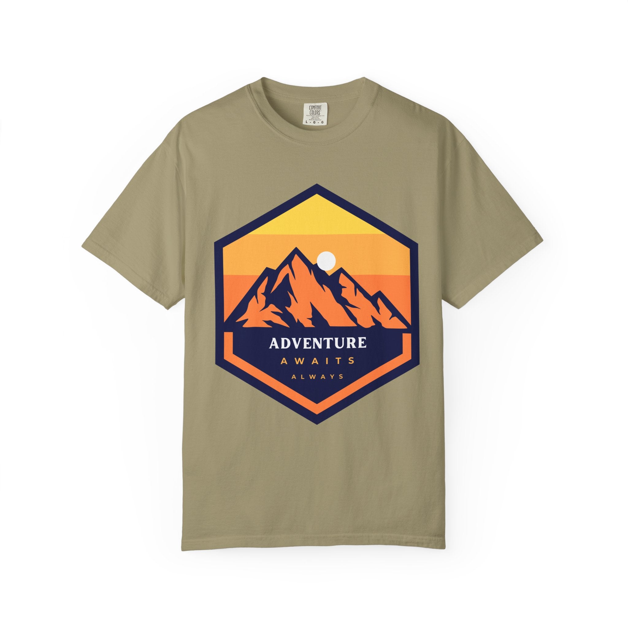 Adventure Awaits Always – Mountain Sunset Tee